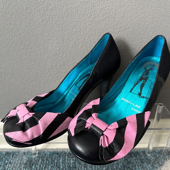 Irregular Choice Oversized Bow Pumps Heels Pink Black Size 8 - Picture 4 of 13